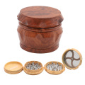 Premium Wood Handmade Herb Grinder 63 MM 4 Layers Tobacco Grinder with Sharp Teeth